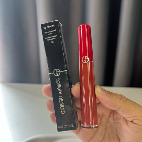 Son Kem Giorgio Armani Lip Maestro 205 Flamma Đỏ Gạch - Son Môi Nhung Lì Cao Cấp, Màu Đỏ Gạch Sang Trọng, Dễ Tán, Ẩm Mượt
