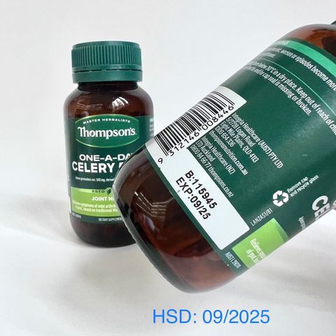 Viên uống hỗ trợ Gút Thompson's Celery 5000mg - Giảm đau và viêm khớp, hàng Úc - 60 viên cho sức khỏe xương khớp