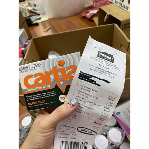 Viên uống phòng ngừa đột quỵ , ngăn huyết áp cao , Cartia 168 viên - nội địa úc