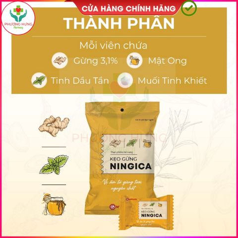 Kẹo Ningica giảm ho, đau họng, khản tiếng - Thảo dược tự nhiên, thơm miệng, gói 10 viên của Nam Dược