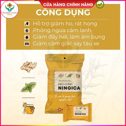 Kẹo Ningica giảm ho, đau họng, khản tiếng - Thảo dược tự nhiên, thơm miệng, gói 10 viên của Nam Dược