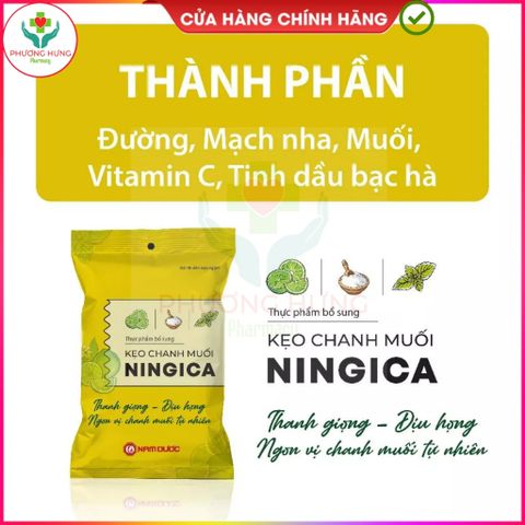 Kẹo Ningica giảm ho, đau họng, khản tiếng - Thảo dược tự nhiên, thơm miệng, gói 10 viên của Nam Dược