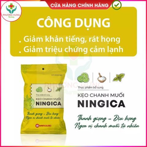 Kẹo Ningica giảm ho, đau họng, khản tiếng - Thảo dược tự nhiên, thơm miệng, gói 10 viên của Nam Dược