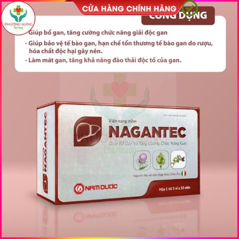 Viên Giải Độc Gan NAGANTEC - Tăng Cường Chức Năng Gan, Mát Gan, Thải Độc - Hộp 50 Viên Hỗ Trợ Giảm Say Rượu từ Nam Dược