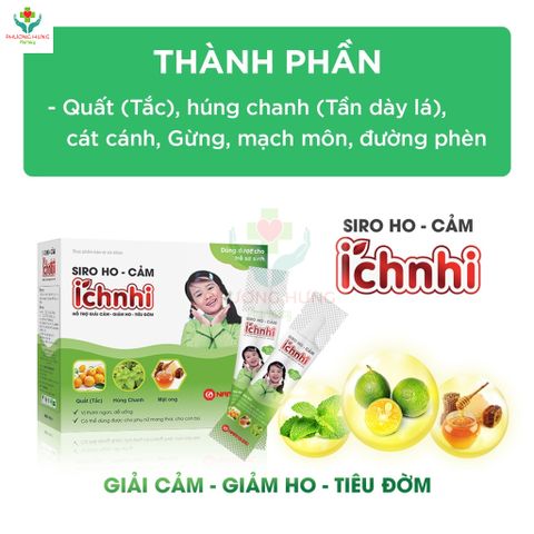Siro Ho Cảm Ích Nhi 30 gói - Hỗ trợ giảm ho, sổ mũi, tiêu đờm cho trẻ nhỏ và phụ nữ mang thai - Sản phẩm thiên nhiên an toàn