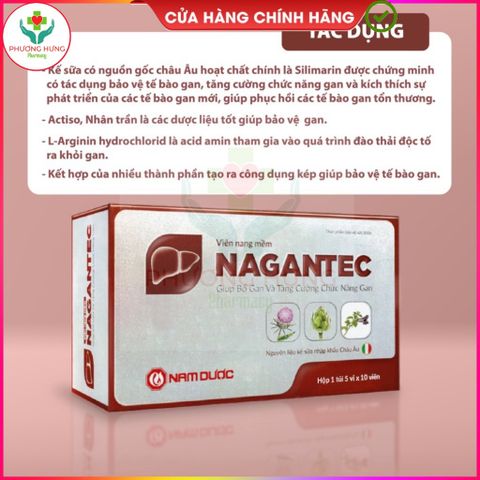 Viên Giải Độc Gan NAGANTEC - Tăng Cường Chức Năng Gan, Mát Gan, Thải Độc - Hộp 50 Viên Hỗ Trợ Giảm Say Rượu từ Nam Dược