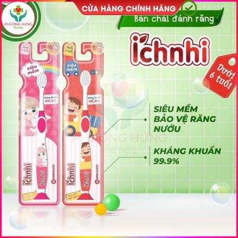 Bàn Chải Đánh Răng Ích Nhi Cao Cấp - Lông Siêu Mềm, Chống Khuẩn 99.9%, An Toàn Cho Trẻ Trên 6 Tuổi, Thiết Kế Đáng Yêu