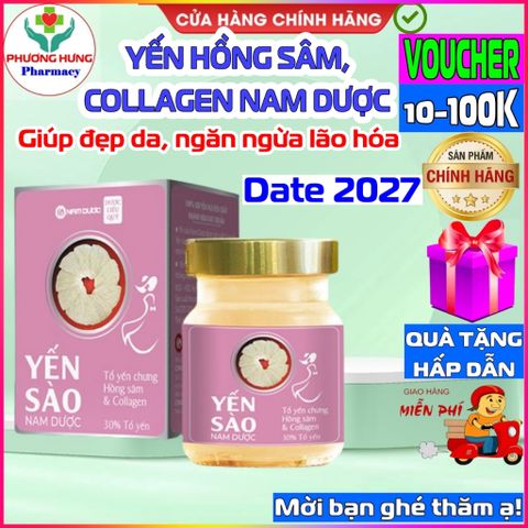 Yến Sào Nam Dược Hồng Sâm và Collagen 70ml - Giúp Đẹp Da, Ngăn Ngừa Lão Hóa, Bồi Bổ Sức Khỏe và Tăng Đề Kháng