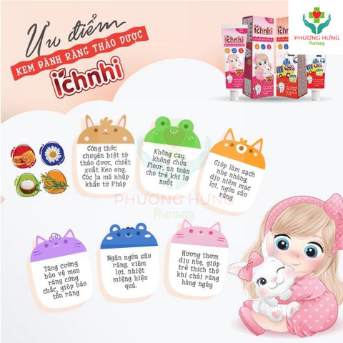 Kem Đánh Răng Thảo Dược Ích Nhi 50g - Bảo Vệ Răng Sữa, Ngừa Sâu Răng Cho Bé Dưới 6 Tuổi, An Toàn Cho Trẻ Em