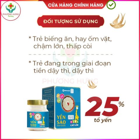 Yến Sào Nam Dược Kids Cao Lớn 70ml - Tổ Yến Chưng Dinh Dưỡng Tăng Sức Đề Kháng, Giúp Bé Phát Triển Chiều Cao Tốt Nhất