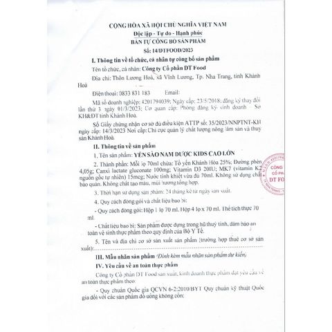 Yến Sào Nam Dược Kids Cao Lớn 70ml - Tổ Yến Chưng Dinh Dưỡng Tăng Sức Đề Kháng, Giúp Bé Phát Triển Chiều Cao Tốt Nhất