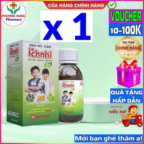 Siro Ho Cảm Ích Nhi 3+ 90ml - Giúp Giảm Ho, Tiêu Đờm, Giảm Sổ Mũi Cho Trẻ Trên 3 Tuổi, Hỗ Trợ Sức Khỏe Mùa Cảm Lạnh