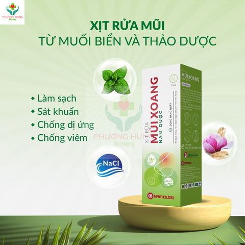 Xịt Rửa Mũi Xoang Nam Dược 75ml - Giải Pháp Ngăn Ngừa Viêm Mũi, Thông Mũi, Giảm Khó Chịu, An Toàn Cho Phụ Nữ Mang Thai
