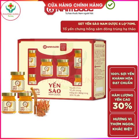 Set 6 Lọ Yến Sào Nam Dược Chưng Hồng Sâm & Đông Trùng Hạ Thảo - Bồi Bổ Sức Khỏe, Tăng Cường Đề Kháng 70ml