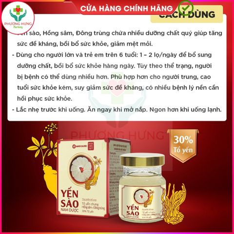 Set 6 Lọ Yến Sào Nam Dược Chưng Hồng Sâm & Đông Trùng Hạ Thảo - Bồi Bổ Sức Khỏe, Tăng Cường Đề Kháng 70ml