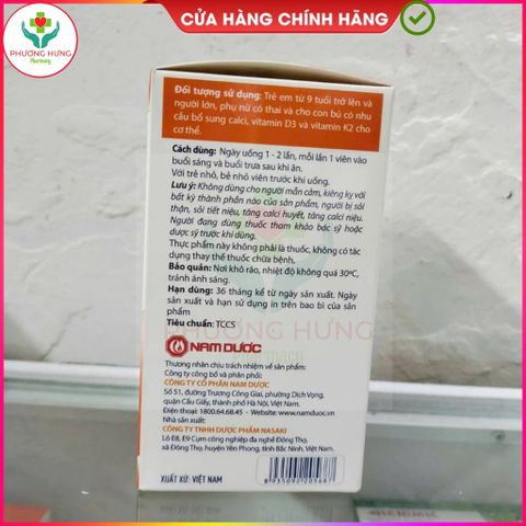 Viên uống bổ sung Calci, Vitamin D3 và K2 Nin Calci K2 - Hỗ trợ xương chắc khỏe, giảm nguy cơ loãng xương - 60 viên