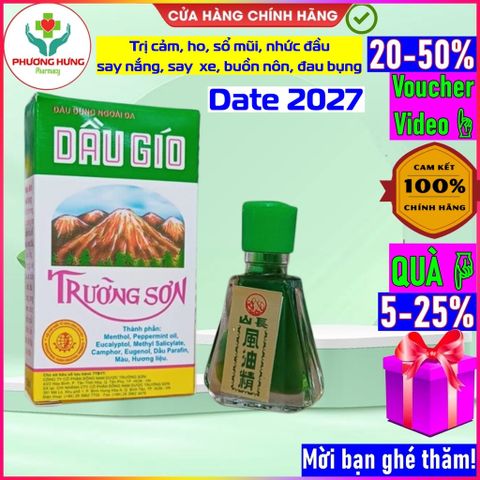 Dầu Gió Trường Sơn Hỗ trợ giảm ho, sổ mũi, nhức đầu, buồn nôn, đau bụng - Lọ 2,5ml