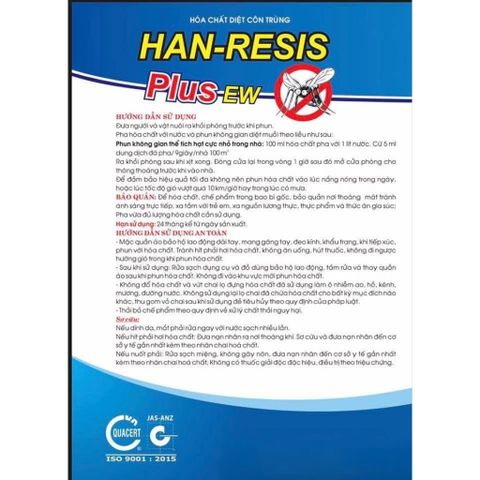 Thuốc Diệt Muỗi Han-Resis Plus EW 1 Lít - Hiệu Quả Ca Nhân Côn Trùng - Sản Phẩm Chuyên Dụng Từ HANVIET