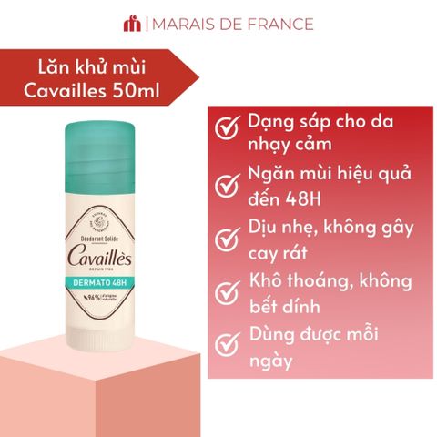 Lăn Khử Mùi Cho Nam Cavaillès 48H Dạng Sáp - Giữ Tươi Mát, Không Kích Ứng, Phù Hợp Da Nhạy Cảm - Sản Phẩm Chăm Sóc Da Từ Pháp