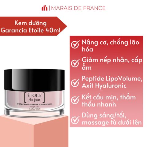 Kem Dưỡng Da Garancia Étoile du Jour Crème Rose 40ml - Dưỡng Ẩm, Làm Sáng Căng Mịn Làn Da Hồng Hào, Tươi Tắn