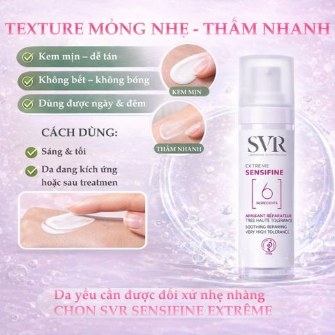 Kem Dưỡng Da Nhạy Cảm SVR Sensifine Extreme 50ml - Phục Hồi, Cấp Ẩm, Làm Dịu Da Yếu, Không Hương Liệu, Dùng Hằng Ngày