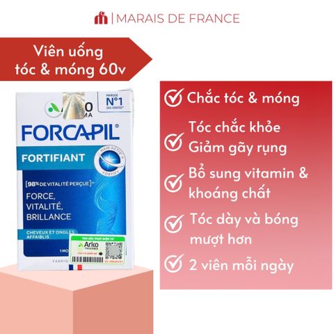 Viên Uống Arkopharma Forcapil Fortifiant 60 viên - Bổ Sung Dinh Dưỡng Tóc và Móng, Giảm Gãy Rụng, Tăng Cường Sức Khỏe Tóc