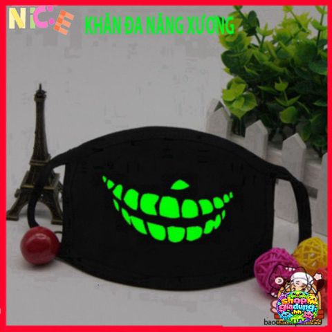 Khẩu Trang Dạ Quang Anime Skull - Bảo Vệ và Thời Trang Cho Halloween, Tiệc Tùng, Cosplay - Cotton Mềm Mại, Kích Thước 11x16.5 cm