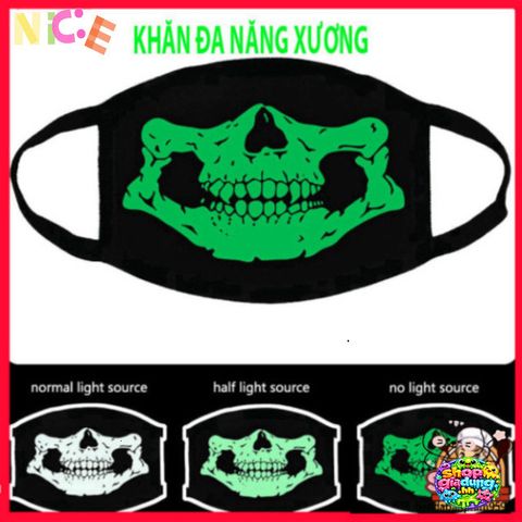 Khẩu Trang Dạ Quang Anime Skull - Bảo Vệ và Thời Trang Cho Halloween, Tiệc Tùng, Cosplay - Cotton Mềm Mại, Kích Thước 11x16.5 cm