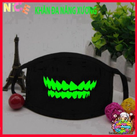 Khẩu Trang Dạ Quang Anime Skull - Bảo Vệ và Thời Trang Cho Halloween, Tiệc Tùng, Cosplay - Cotton Mềm Mại, Kích Thước 11x16.5 cm