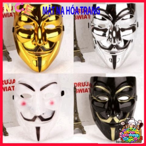 Mặt Nạ Hacker Anonymous Độc Đáo - Phụ Kiện Cosplay Siêu Ngầu, Màu Vàng, Bạc, Đen, Trắng Cho Người Yêu Công Nghệ