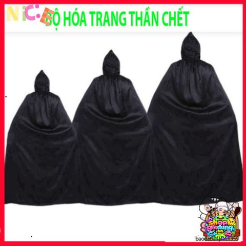 Bộ Trang Phục Thần Chết Halloween Nam Nữ - Y Phục Độc Đáo Kèm Mặt Nạ và Găng Tay, Phong Cách ấn Tượng Cho Tiệc Hóa Trang