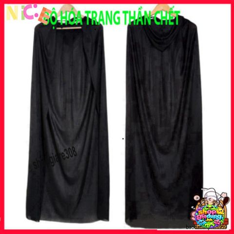 Bộ Trang Phục Thần Chết Halloween Nam Nữ - Y Phục Độc Đáo Kèm Mặt Nạ và Găng Tay, Phong Cách ấn Tượng Cho Tiệc Hóa Trang