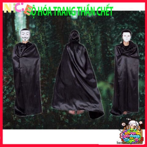 Bộ Trang Phục Thần Chết Halloween Nam Nữ - Y Phục Độc Đáo Kèm Mặt Nạ và Găng Tay, Phong Cách ấn Tượng Cho Tiệc Hóa Trang
