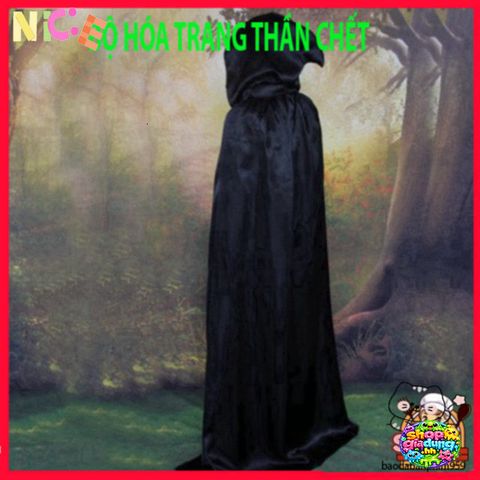 Bộ Trang Phục Thần Chết Halloween Nam Nữ - Y Phục Độc Đáo Kèm Mặt Nạ và Găng Tay, Phong Cách ấn Tượng Cho Tiệc Hóa Trang