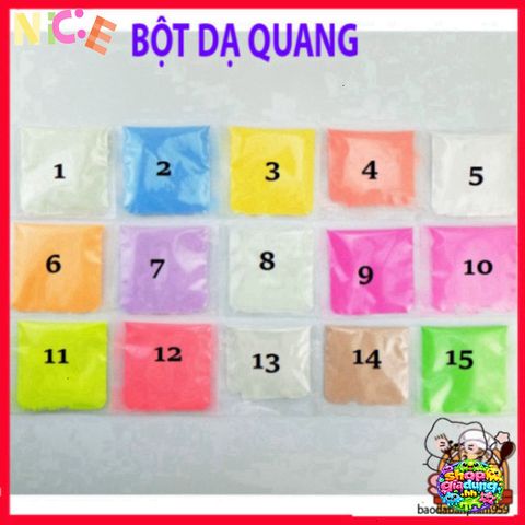 Bột Dạ Quang Đa Sắc 10gr - Trang Trí Không Gian Ánh Sáng Lung Linh Cho Tiệc & Tiểu Cảnh