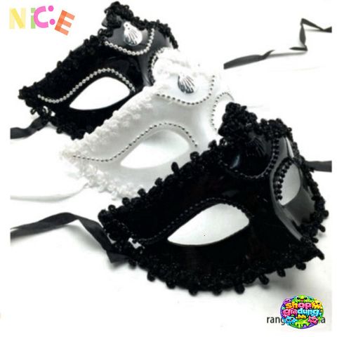 Mặt Nạ Hóa Trang Nửa Mặt Phong Cách Quý Tộc - Phụ Kiện Cosplay Halloween & Trung Thu Sang Trọng, Chất Liệu Nhựa Cao Cấp
