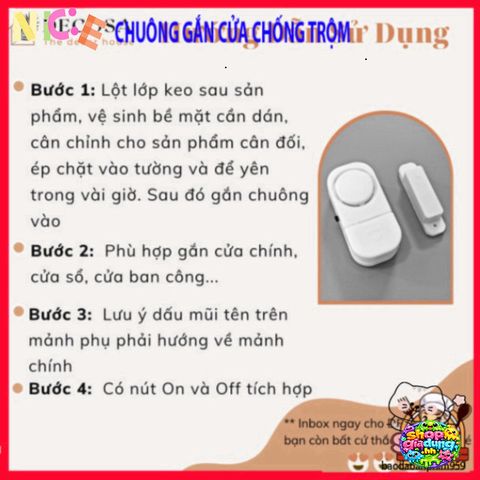 Chuông Báo Cảm Biến Thông Minh DECOSA - Bảo Vệ An Ninh Cửa Chính & Cửa Sổ, Âm Thanh Cảnh Báo Trên 90 dB, Dễ Dàng Lắp Đặt