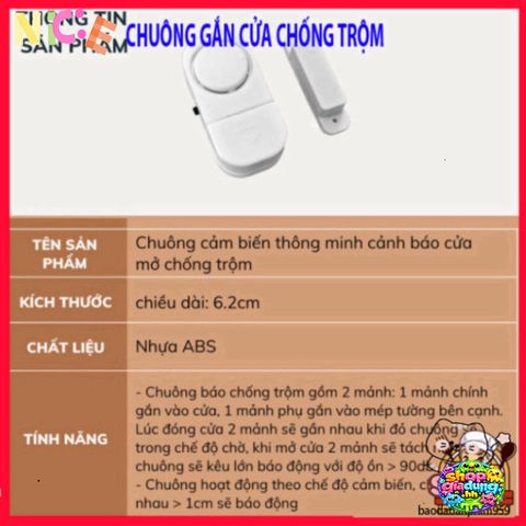 Chuông Báo Cảm Biến Thông Minh DECOSA - Bảo Vệ An Ninh Cửa Chính & Cửa Sổ, Âm Thanh Cảnh Báo Trên 90 dB, Dễ Dàng Lắp Đặt