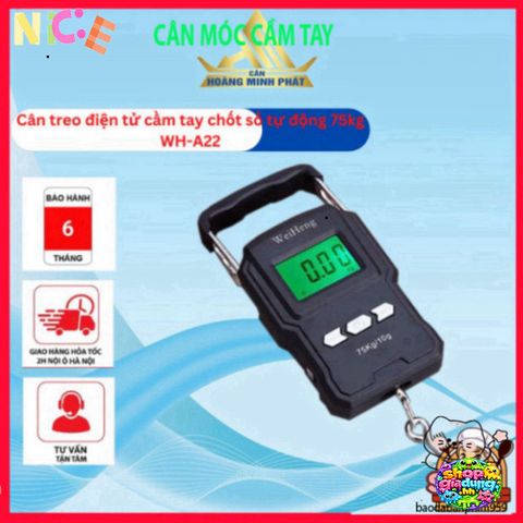 Cân điện tử xách tay WH A22 - Cân 75kg chính xác cao, thước 1m đi kèm, bền bỉ cho mọi nhu cầu cân đo