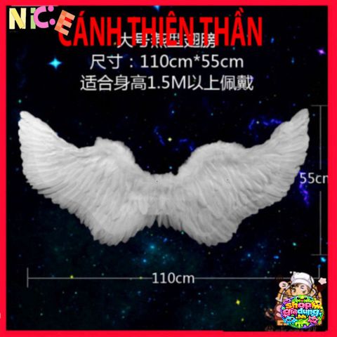 Bộ Cánh Thiên Thần Trắng Xinh Đẹp Cho Bé - Phụ Kiện Hóa Trang Halloween, Kèm Đuôi Lấp Lánh và Gậy Ma Thuật