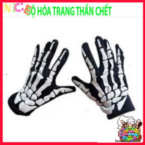 Bộ trang phục Halloween Áo Xương, Găng Tay & Mặt Nạ Thần Chết cho Tiệc Hóa Trang - Thể hiện Phong Cách Ma Quái Ấn Tượng