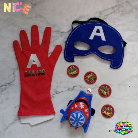 Bộ Trang Phục Siêu Nhân Captain America - Áo Choàng, Mặt Nạ LED, Khiên Phát Sáng và Gậy Âm Thanh - Đồ Hóa Trang Đầy Sáng Tạo Cho Trẻ Em