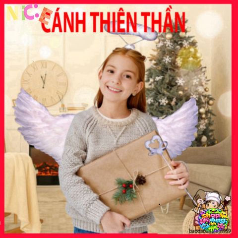 Bộ Cánh Thiên Thần Cosplay Cho Bé - Bộ Trang Phục Hóa Trang Dễ Điều Chỉnh Với Đũa Phép Và Băng Đô Cho Halloween và Tiệc Hóa Trang