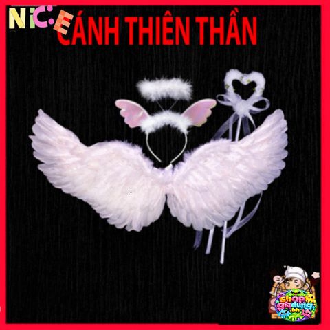 Bộ Cánh Thiên Thần Cosplay Cho Bé - Bộ Trang Phục Hóa Trang Dễ Điều Chỉnh Với Đũa Phép Và Băng Đô Cho Halloween và Tiệc Hóa Trang