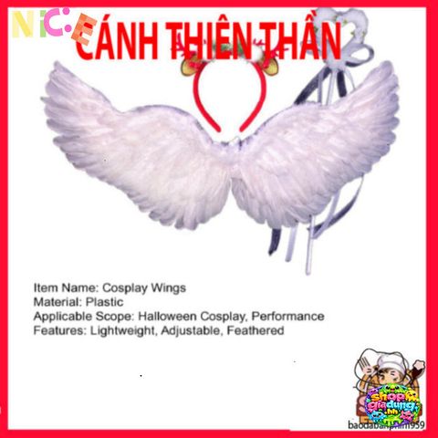 Bộ Cánh Thiên Thần Cosplay Cho Bé - Bộ Trang Phục Hóa Trang Dễ Điều Chỉnh Với Đũa Phép Và Băng Đô Cho Halloween và Tiệc Hóa Trang