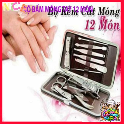 Bộ Dụng Cụ Cắt Móng Tay 12 Món Chống Gỉ Cao Cấp - Hộp Da Sang Trọng Cho Gia Đình, Dụng Cụ Làm Đẹp Tại Nhà
