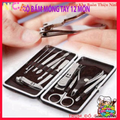Bộ Dụng Cụ Cắt Móng Tay 12 Món Chống Gỉ Cao Cấp - Hộp Da Sang Trọng Cho Gia Đình, Dụng Cụ Làm Đẹp Tại Nhà