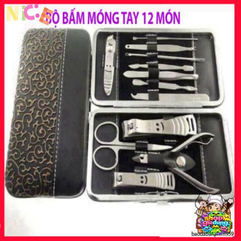 Bộ Dụng Cụ Cắt Móng Tay 12 Món Chống Gỉ Cao Cấp - Hộp Da Sang Trọng Cho Gia Đình, Dụng Cụ Làm Đẹp Tại Nhà