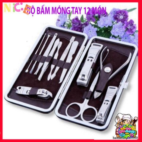 Bộ Dụng Cụ Cắt Móng Tay 12 Món Chống Gỉ Cao Cấp - Hộp Da Sang Trọng Cho Gia Đình, Dụng Cụ Làm Đẹp Tại Nhà