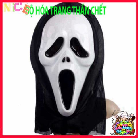 Bộ Trang Phục Hóa Trang Thần Chết Halloween - Áo Choàng, Mặt Nạ & Găng Tay Cho Bé & Người Lớn - Phù Hợp Với Các Kích Cỡ Khác Nhau